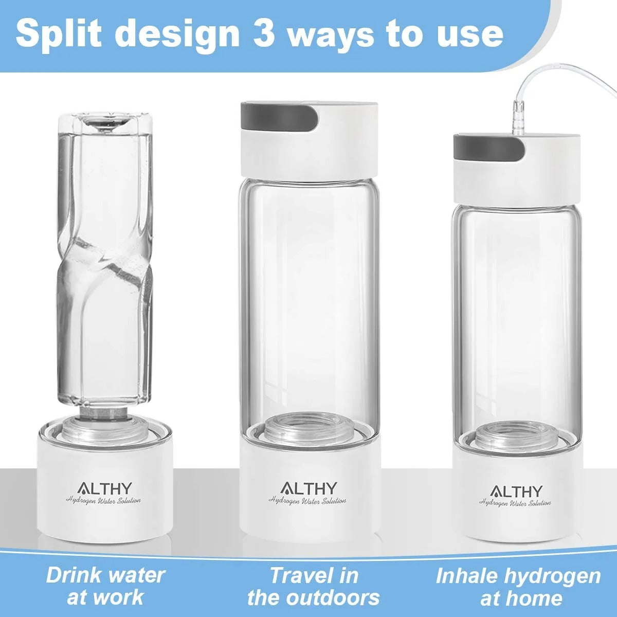 Hydrogen Generator Water Bottle - DuPont SPE & PEM Dual Chamber